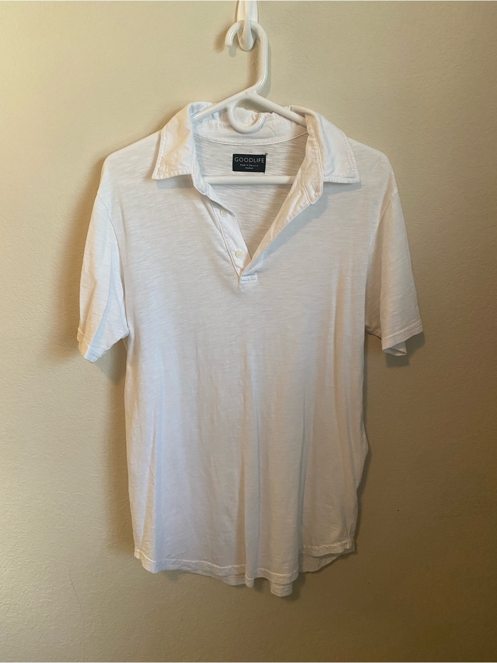 Goodlife Men’s White Slub Short-Sleeve Polo